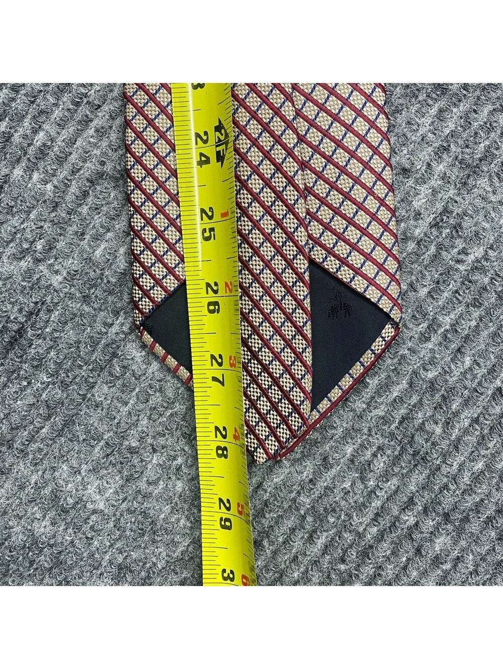 Brooks Brothers Basics Necktie Red Blue Striped Plaid Pure Silk Tie Made In USA